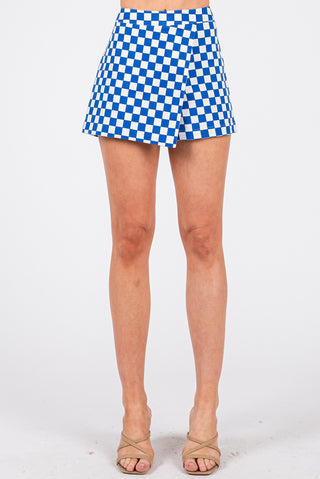 Blue Checkered Game Day Overlay wrap skort