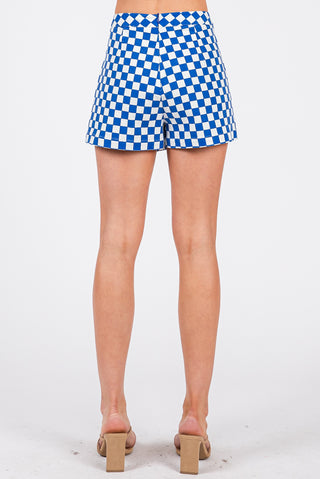Blue Checkered Game Day Overlay wrap skort