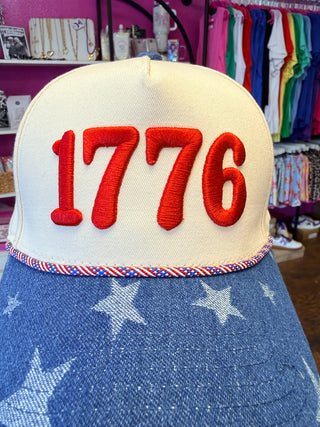 1776 Embroidered Hat with Denim Star Brim