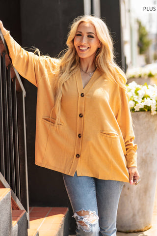 PLUS SIZE Two-Tone Charm Cardigan: Jewel Green