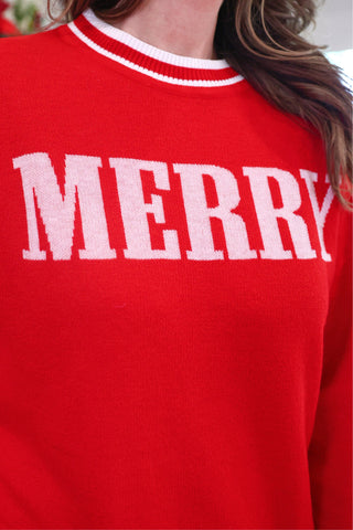 PREORDER- Red Merry Jacquard Knit Sweater