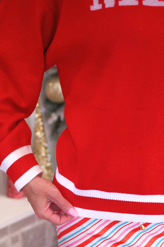 PREORDER- Red Merry Jacquard Knit Sweater