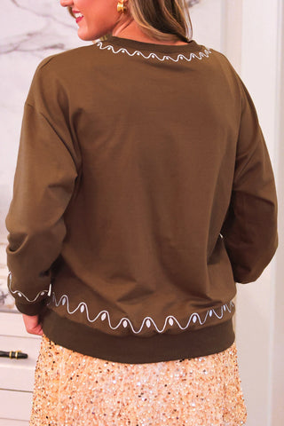 PREORDER- Foil Gingerbread House Pullover