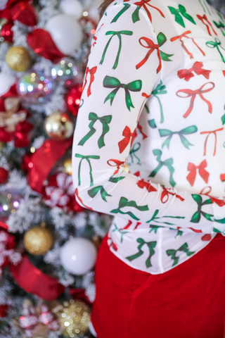 Keigan Mesh Top- Midnight Bow Christmas Edition