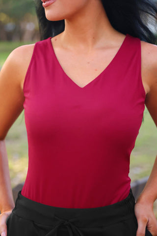 PREORDER- Haven V-Neck Bodysuit- Burgundy