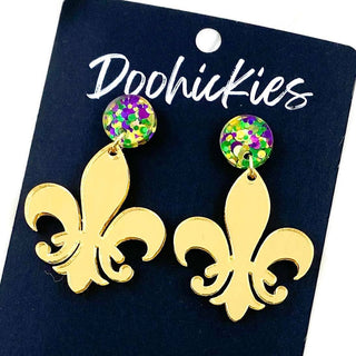 2" Fleur de Lis Acrylic Dangles -Earrings: Purple