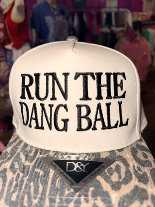 Run the Dang Ball Embroidered Hat, Leopard Brim