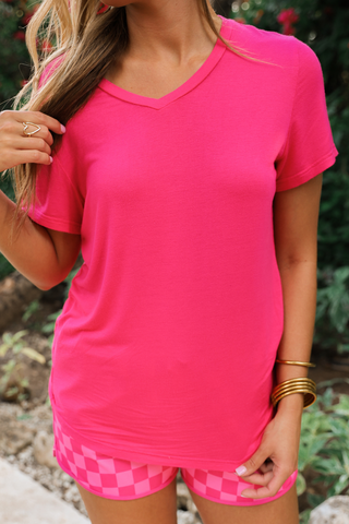 Jess Lea Basic Tee- Hot Pink