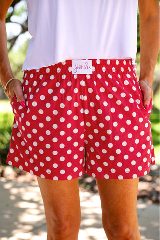 PREORDER- Easy Win Polka Dot Boxer Shorts- Red