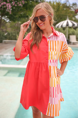 New to Town dress- coral