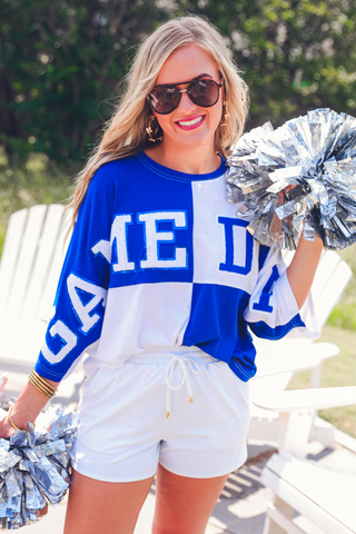 Huddle Up Color Block Top, Blue