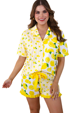 Lemon Drop Ruffle Pajama Set