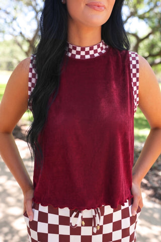 PREORDER- Checkmate Ribbed Tank- Maroon