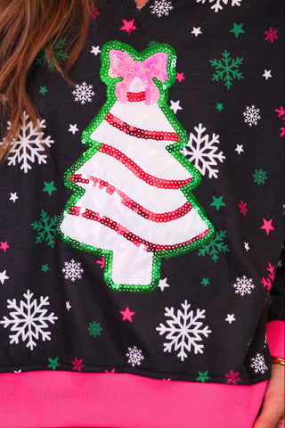 PREORDER- Foil Bow Christmas Treat Snowflake Pullover