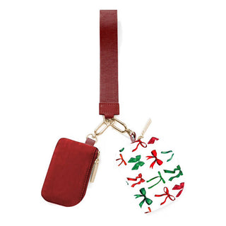 Double Pouch Wristlet- Midnight Bow Christmas Edition