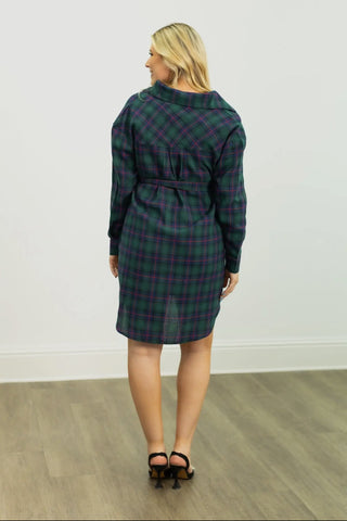 Christmas flannel button down dress