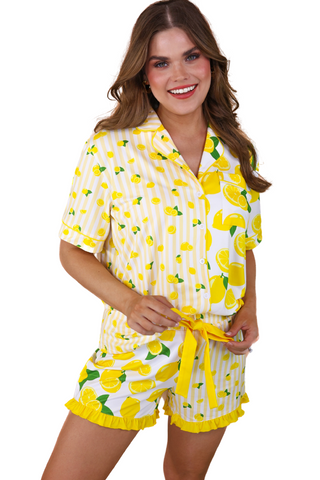 Lemon Drop Ruffle Pajama Set