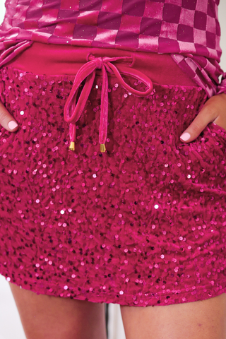 Velvet Hour Sequin Skort- Pink