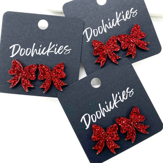 Freedom Sparkle Bow Studs - Patriotic Earrings
