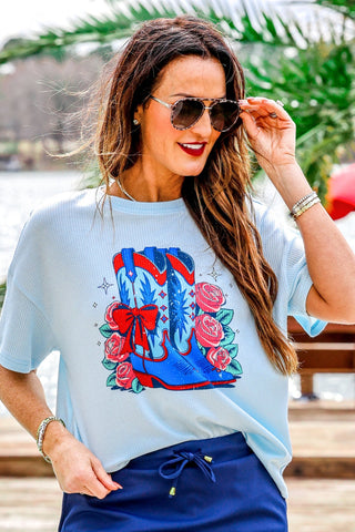 PREORDER- Patriotic Boots Waffle Tee