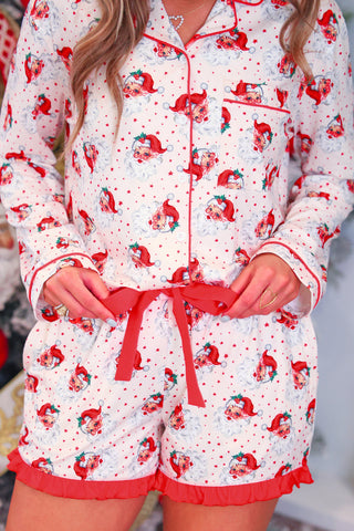 PREORDER- Vintage Santa Ruffle Pajama Set
