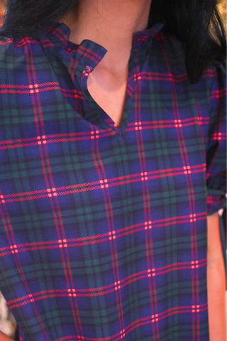 PREORDER- Evelyn Dress- Navy Plaid