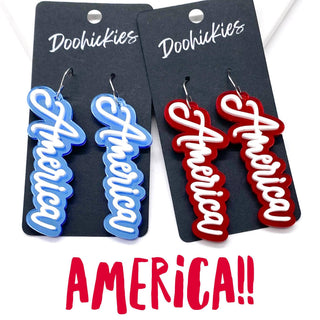 Layered America Acrylics- Patriotic Earrings 2.25"