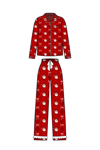 Santa's Signature Bow Ruffle Pajama Set