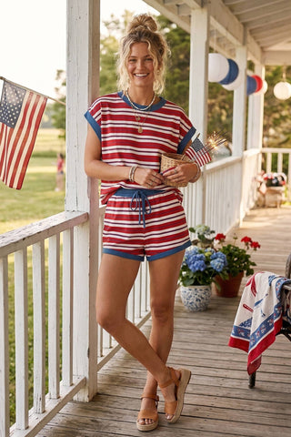 Americana Striped Lounge Set, Red/White/Blue
