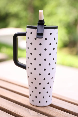 White Polka Dot Sleek Tumbler