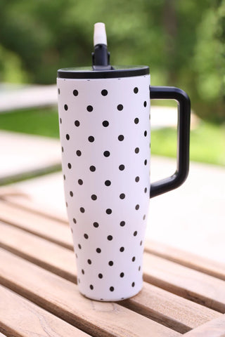 White Polka Dot Sleek Tumbler