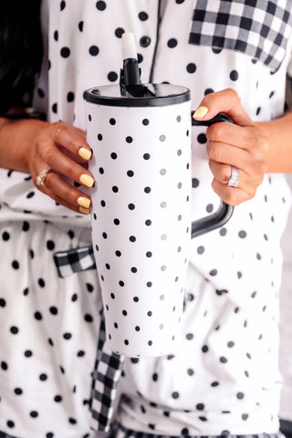 White Polka Dot Sleek Tumbler