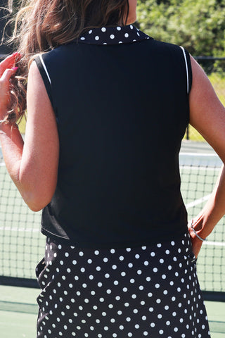 PREORDER- Everyday Polo Tank- After Dark Polka Dot
