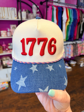 1776 Embroidered Hat with Denim Star Brim