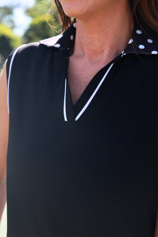 PREORDER- Everyday Polo Tank- After Dark Polka Dot