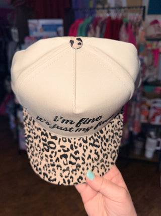 I'm Fine, It's Just my Face Leopard Brim Hat
