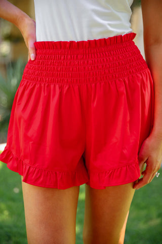PREORDER- Sunny Strolls High Waisted Shorts- Red