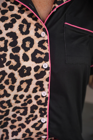 Double Take Leopard Ruffle Pajama Set