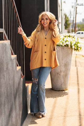 PLUS SIZE Two-Tone Charm Cardigan: Jewel Green