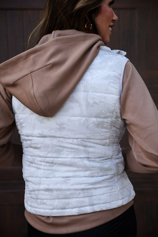 PREORDER- Delilah Puffer Vest- White Chloe Camo