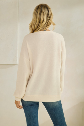 Merry green waffle knit top