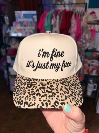 I'm Fine, It's Just my Face Leopard Brim Hat