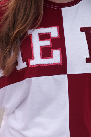 Huddle Up Color Block Top, Maroon