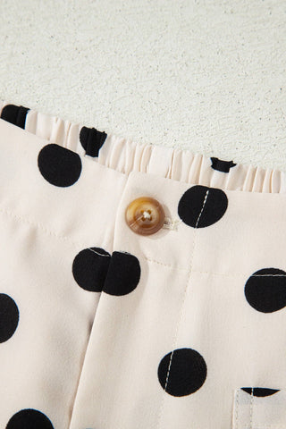 Polka Dot Patch Pocket Wide Leg Pants