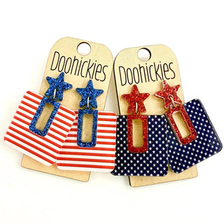 Stars and Stripes Bella Dangles - Patriotic Acrylic Earrings: