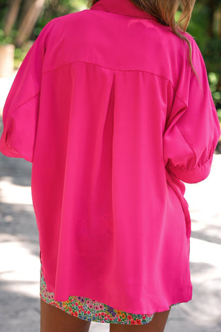 Sutton Button Up Top- Pink
