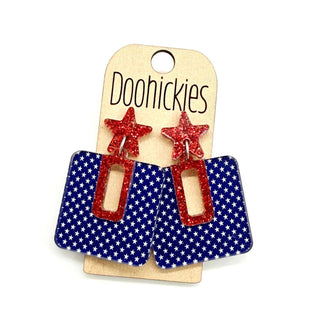 Stars and Stripes Bella Dangles - Patriotic Acrylic Earrings: