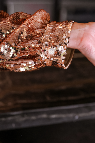 Betty Bow Top - Rose Sequin