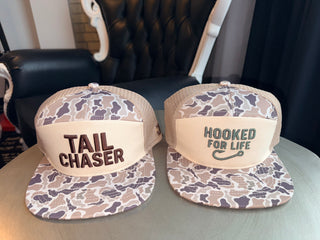 Camo Outdoor Trucker Hats – Tail Chaser & Hooked For Life