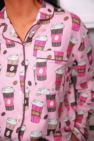 PREORDER- Coffee Date Ruffle Pajama Set